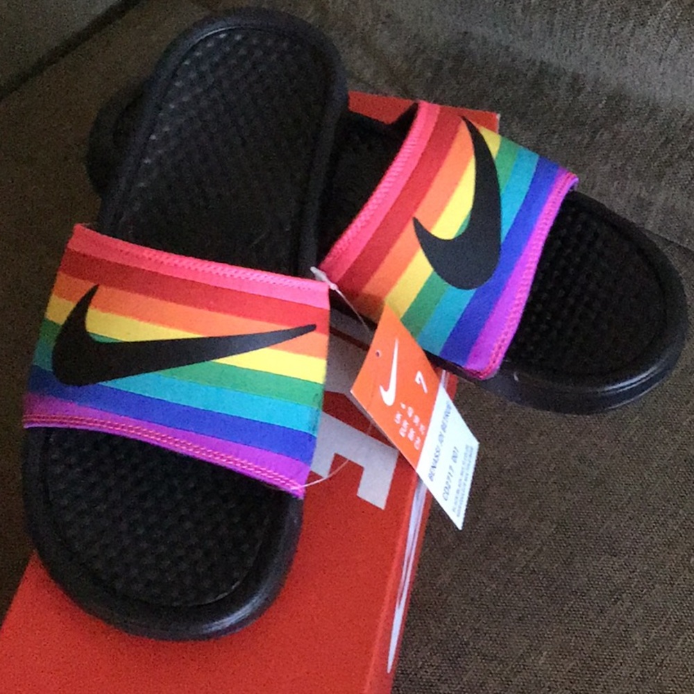 Nike Rainbow Slides